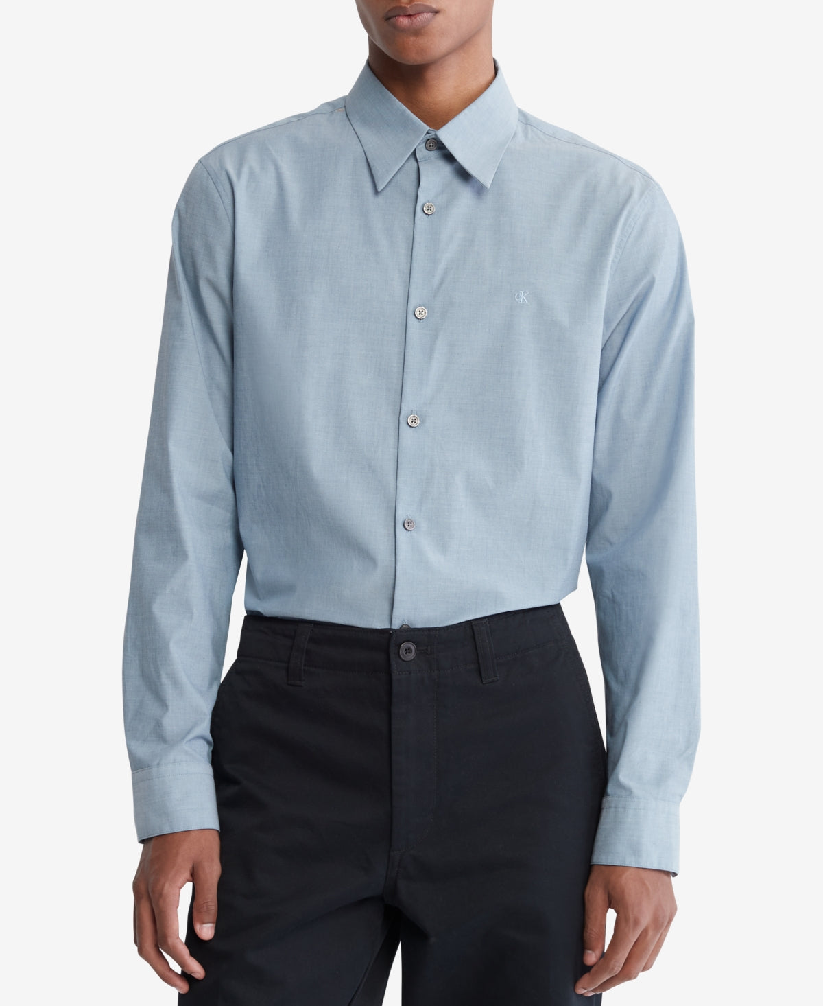 Calvin Klein Mens Slim fit Chambray Shirt Blue Medium