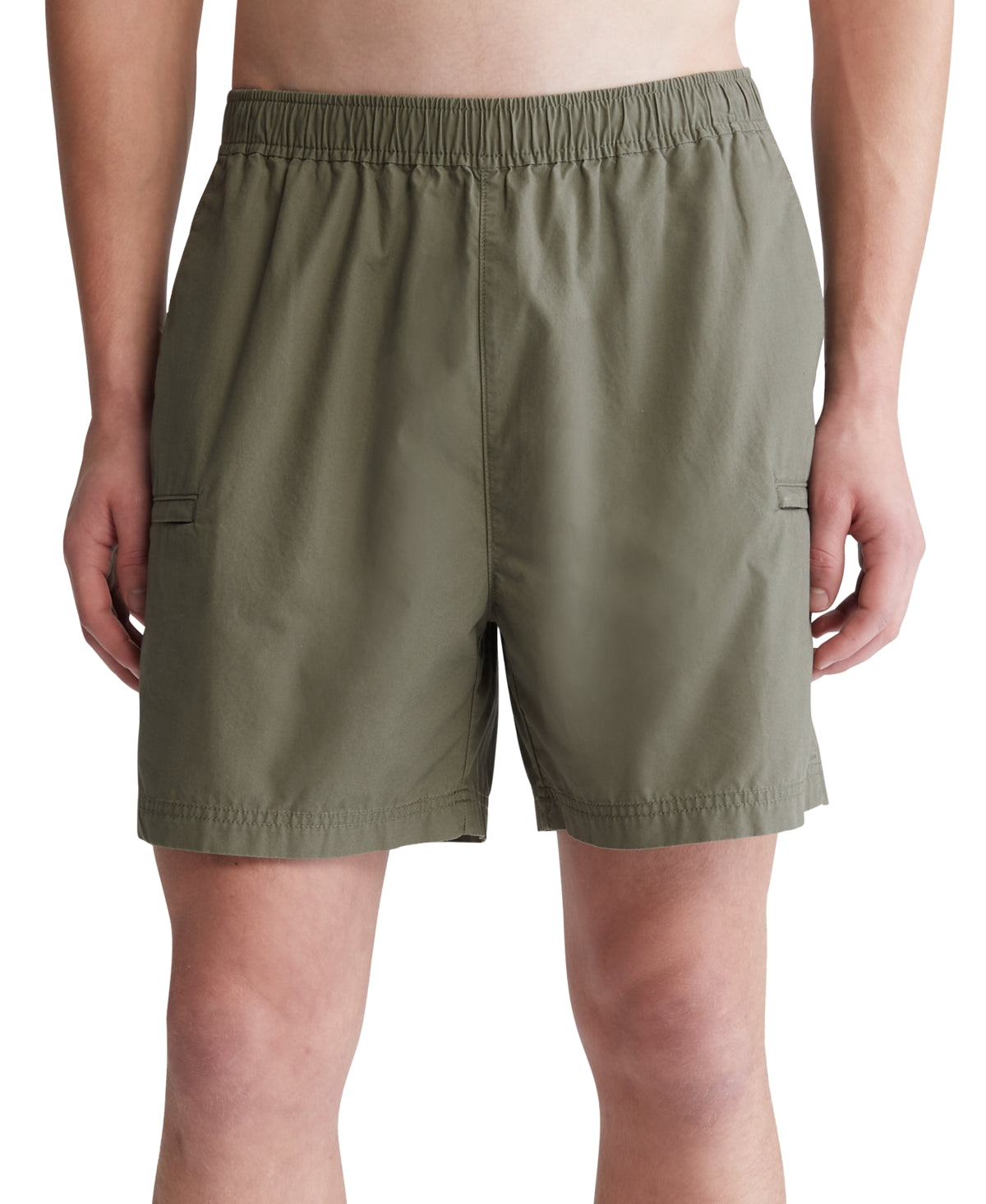 Calvin Klein Men's Poplin Elastic Waist Shorts Green Small