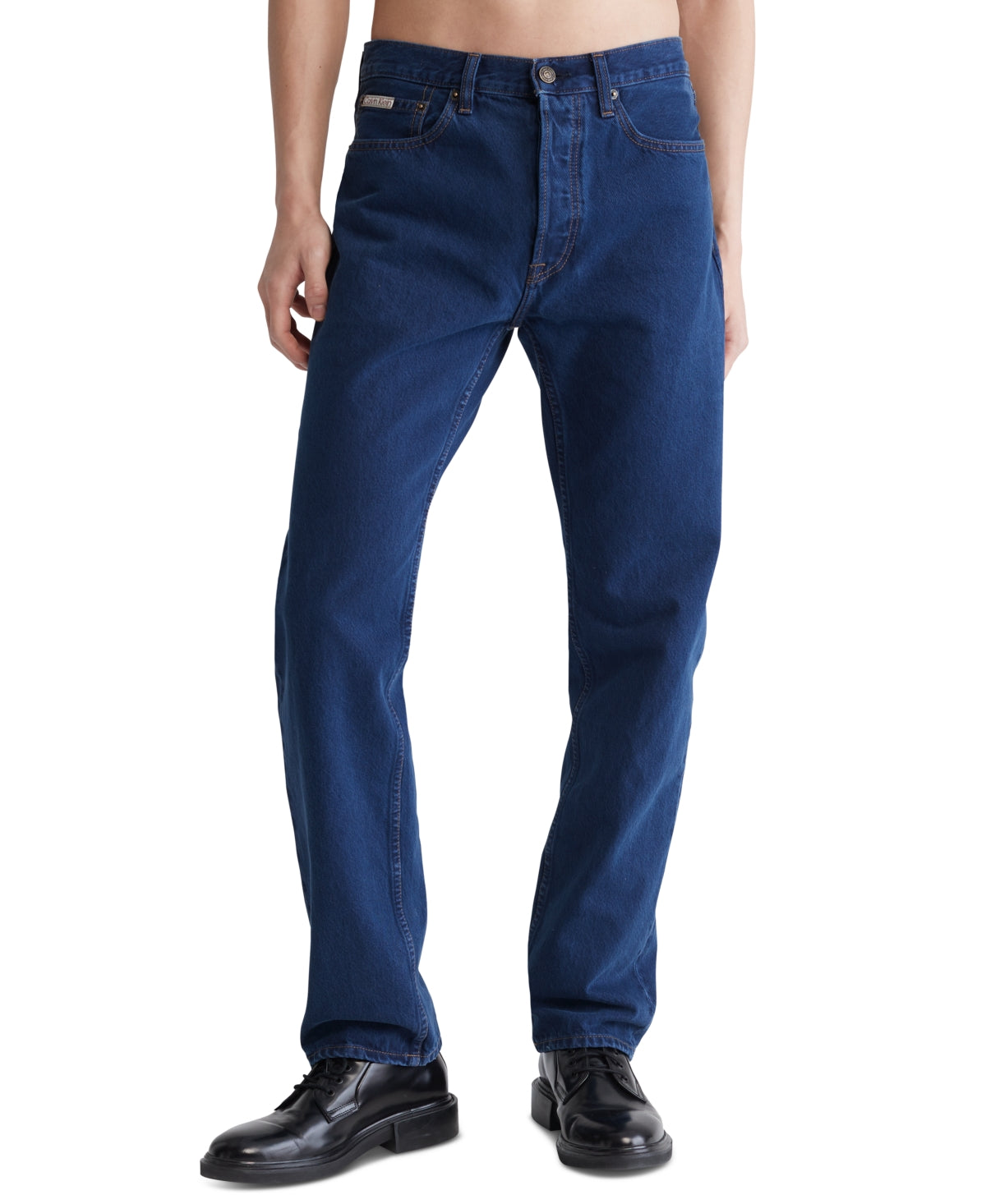 Calvin Klein Mens Straight-Fit Jeans Dark Blue 32 x 30