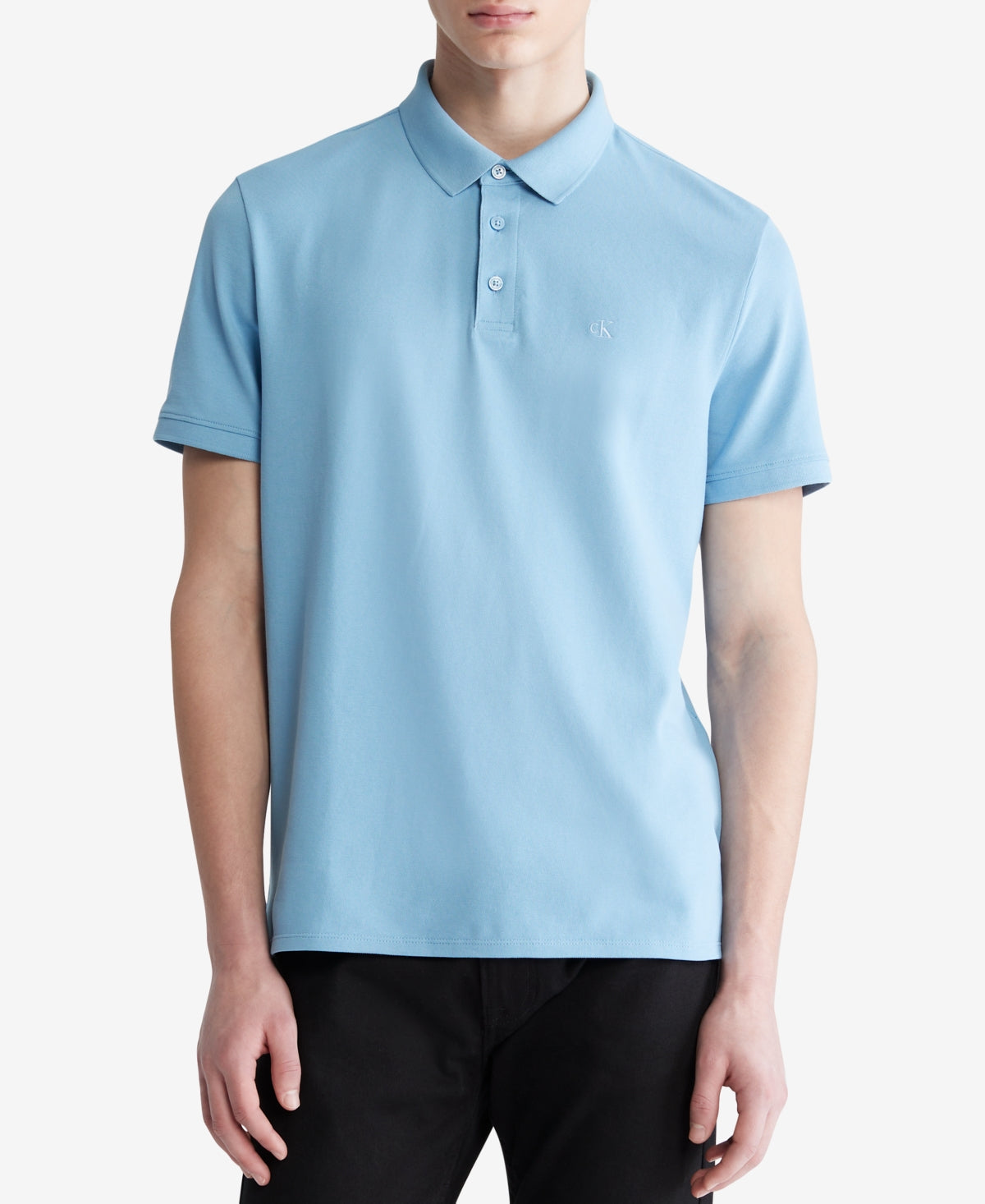 Calvin Klein Men's Pique Solid Polo Shirt Large Blissful Blue