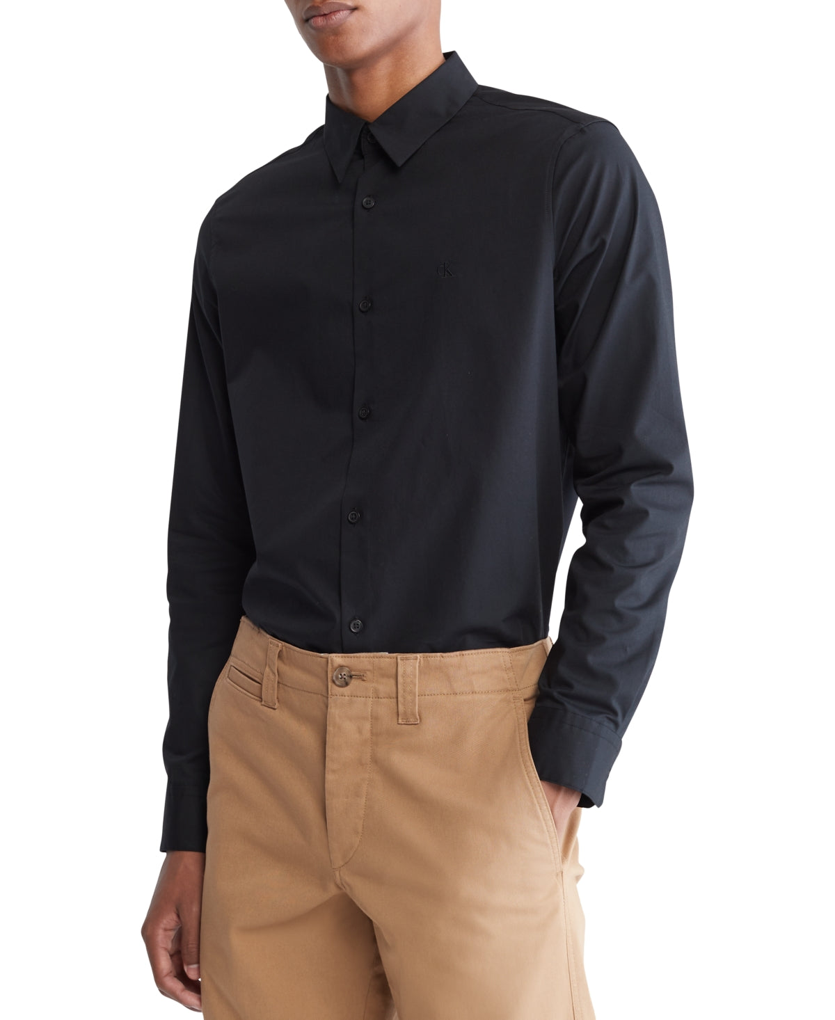 Calvin Klein Men's Slim-Fit Black Button-Down Shirt - Size Large