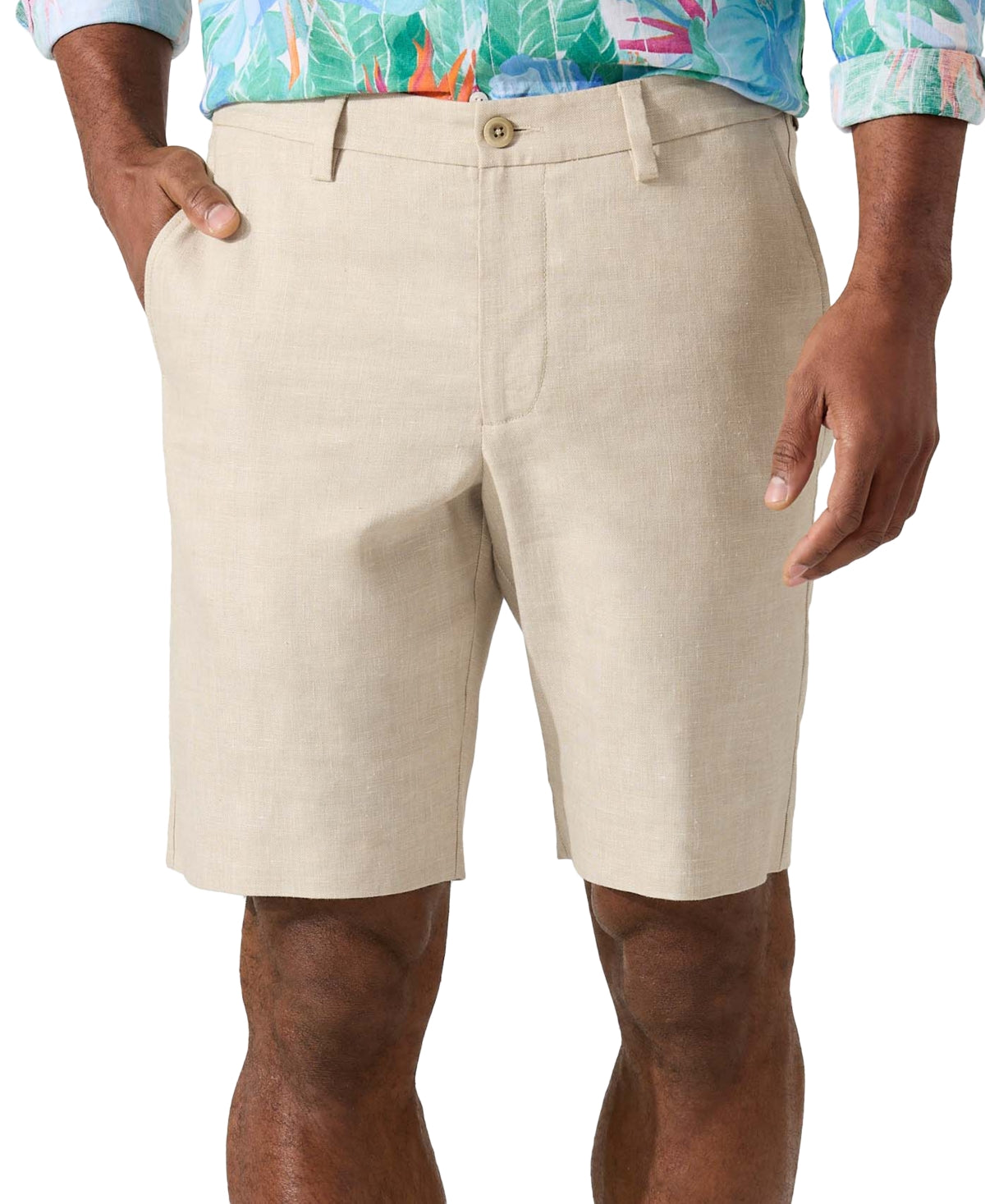 Tommy Bahama Mens Lahaina Bay Flat Front Shorts Stone Khaki Beige  38