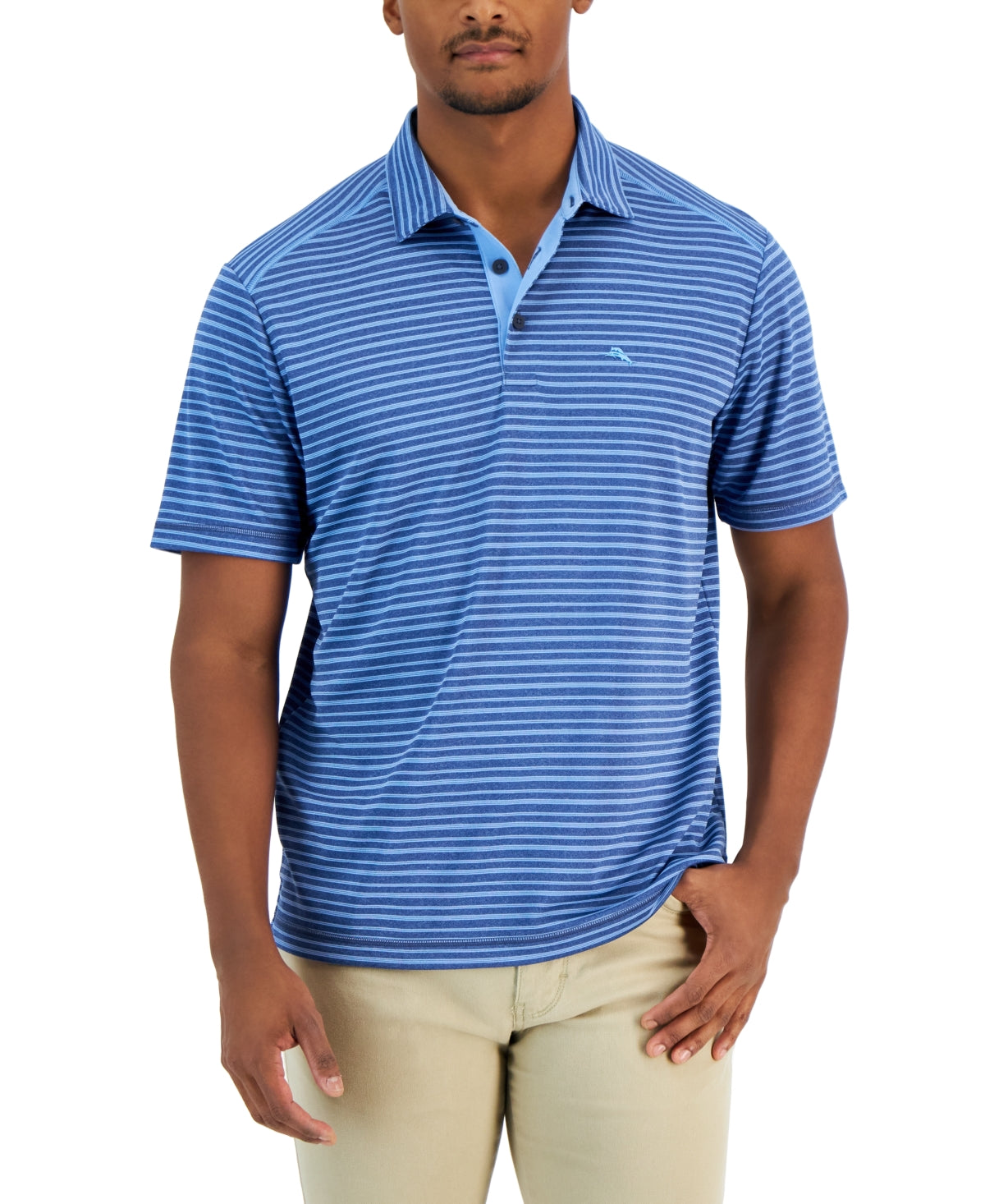 Tommy Bahama Men's Paradise Isle Striped Polo Shirt Blue XL