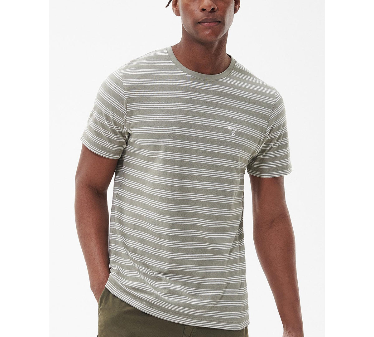 Barbour Mens Sherburn Striped Short Sleeve T Shirt Cornstalk Medium