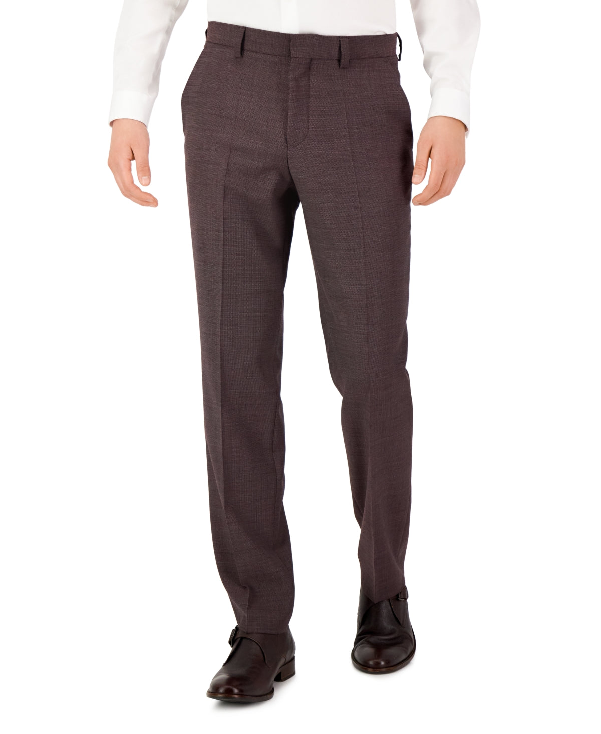 Hugo Boss Men's Modern-Fit Super Flex Suit Dress Pants 34 x 32 Wine Burgundy
