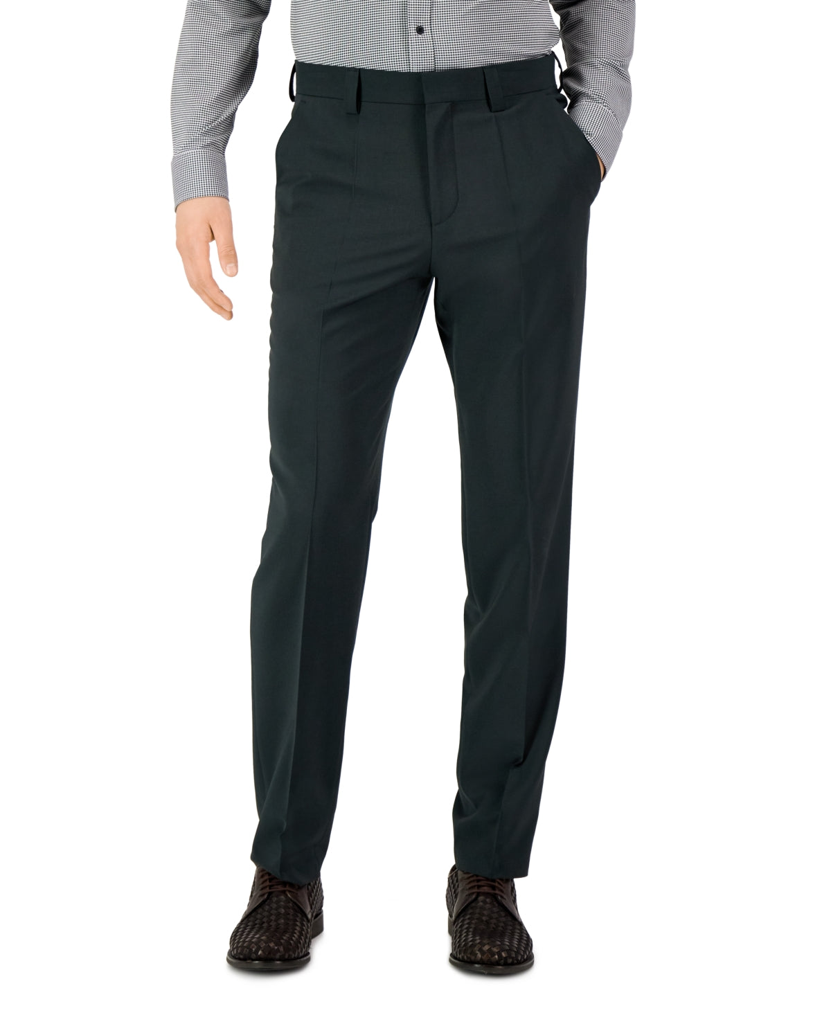 HUGO Boss Mens Modern-Fit Super Flex Dark Green Dress Pants 38 x 32