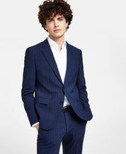 Hugo Boss Mens Modern fit Suit Jacket Blazer 38 R Navy Blue Plaid