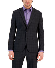 Hugo by Hugo Boss Mens Modern Fit Check Suit Jacket 42S Charcoal Grey Blue Plaid