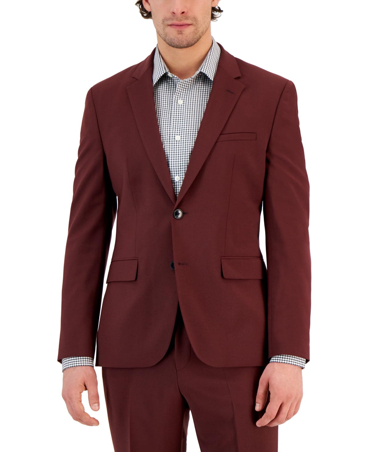 Hugo Boss Men's Modern-Fit Burgundy Suit Jacket 46R