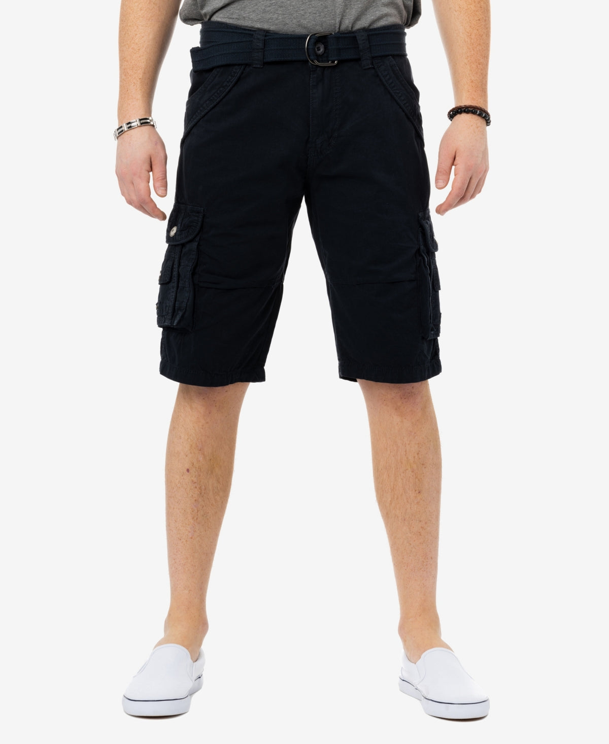 X RAY Men's Belted Twill Tape Cargo Shorts Blue 44
