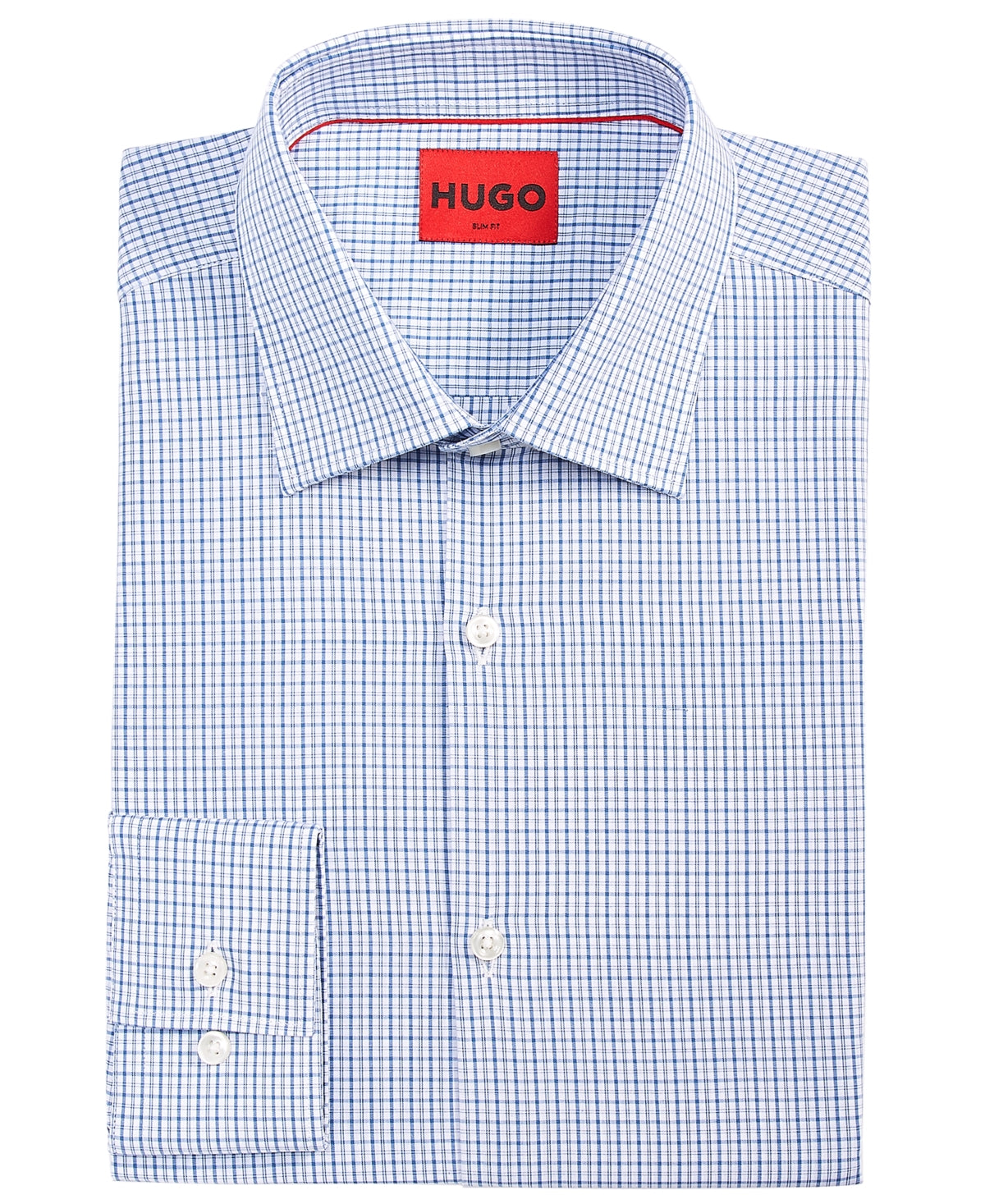 Hugo Boss Men's Kenno Slim-Fit Check Dress Shirt Blue Size 18 / 46