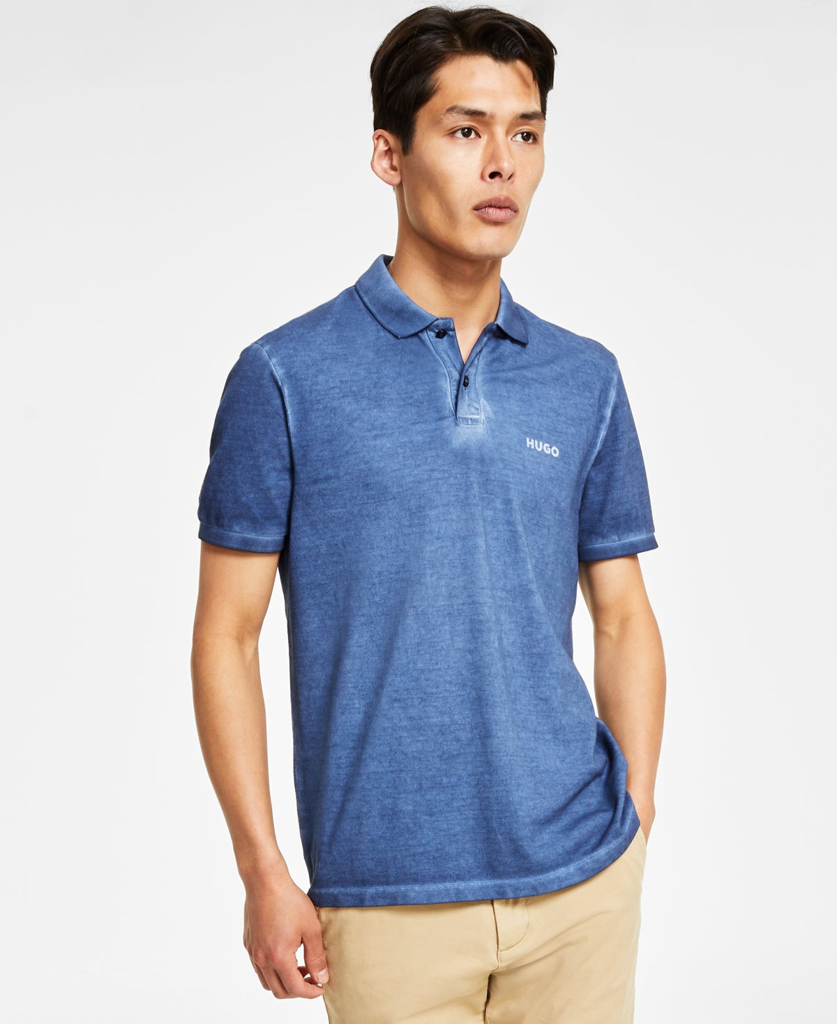 Hugo by Hugo Boss Domares Men's Cotton Regular-Fit Polo Shirt Medium Blue