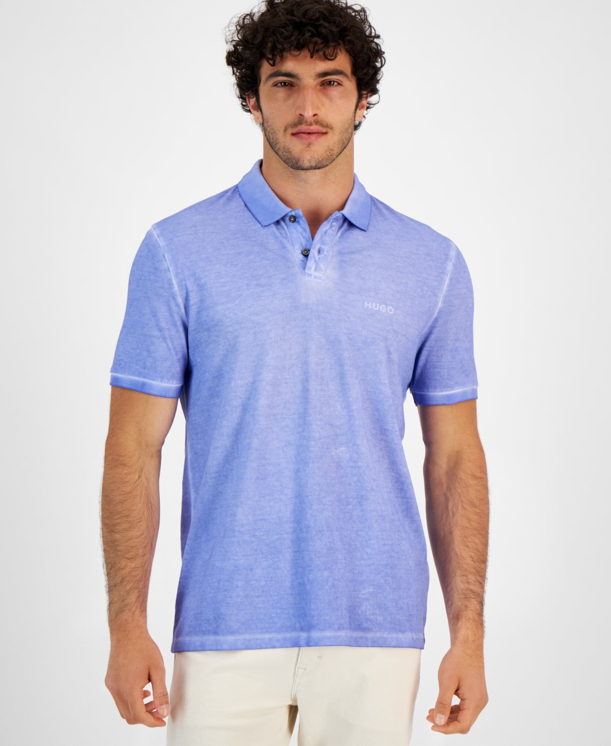 Hugo by Hugo Boss Domares Men's Cotton Regular-Fit Polo Shirt Medium Blue