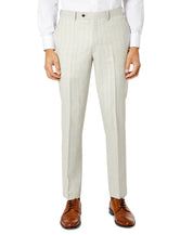 Tallia Men's Slim Fit Wool Suit Dress Pants Light Grey Tan Stripe 30 X 32