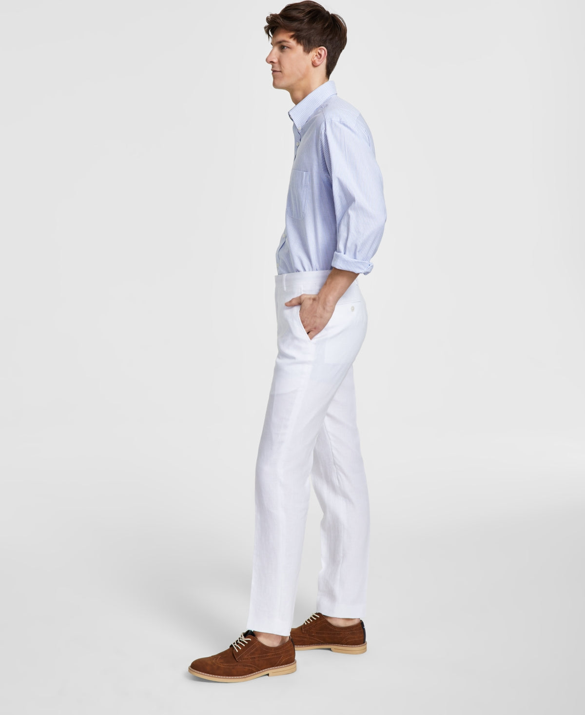 Tommy Hilfiger Mens Modern fit Dress Pants 40 / 30 White Solid Stretch