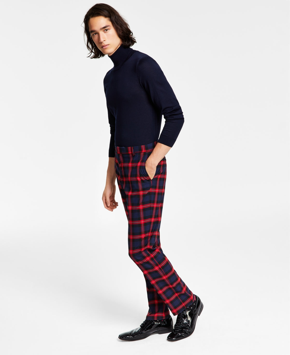 Tommy Hilfiger Mens Modern-Fit Pants Navy red 36 x 30