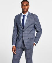 Calvin Klein Mens Slim Fit Wool Stretch Suit Jacket Grey Blue 38R
