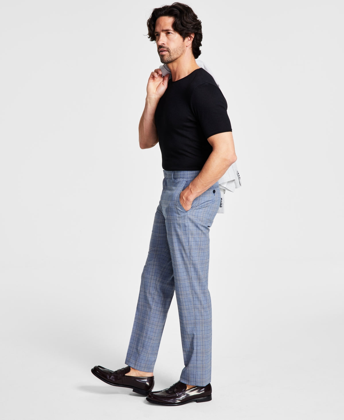 Tommy Hilfiger Men Modern fit Dress Pants 38 / 32 Blue Plaid Stretch
