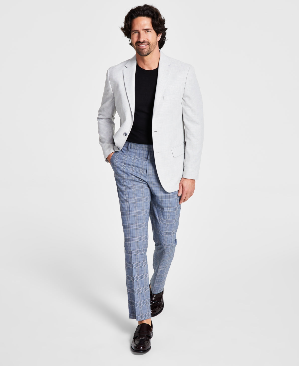 Tommy Hilfiger Mens Modern fit Sport Coat Blazer 44 L Light Grey Solid