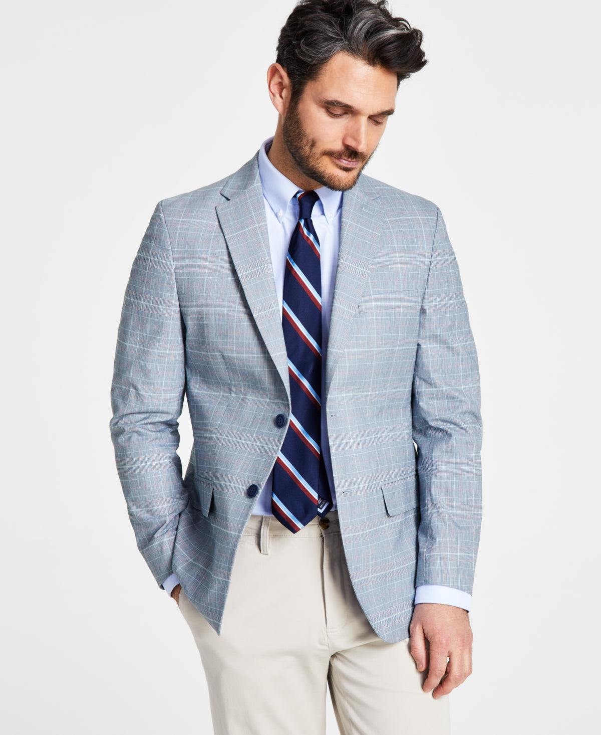Tommy Hilfiger Men's Plaid Blazer Blue Red 36S Sport Coat