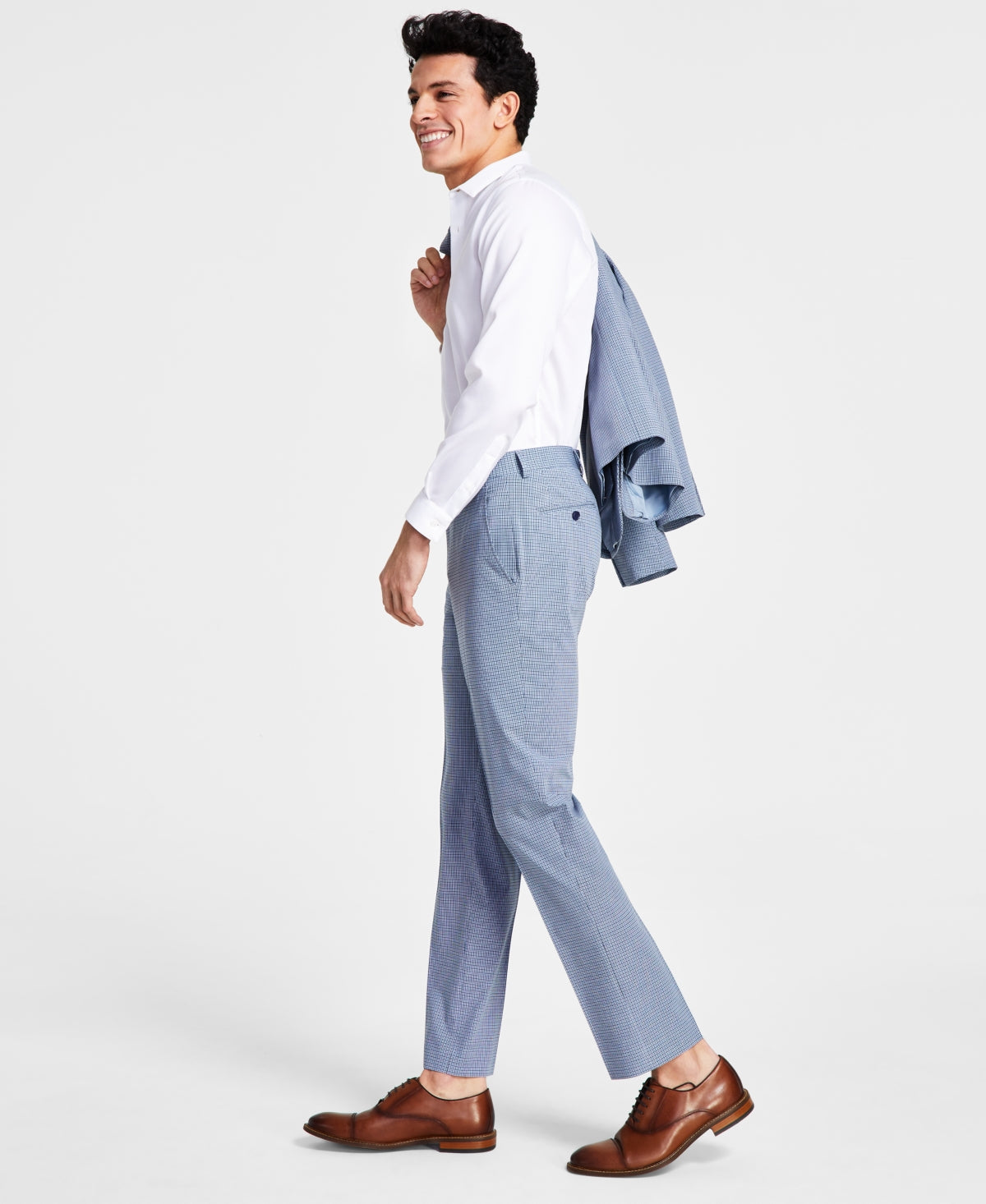 Bar III Mens Slim Fit Mini Check Suit Pants, Navy/blue 32 x 32