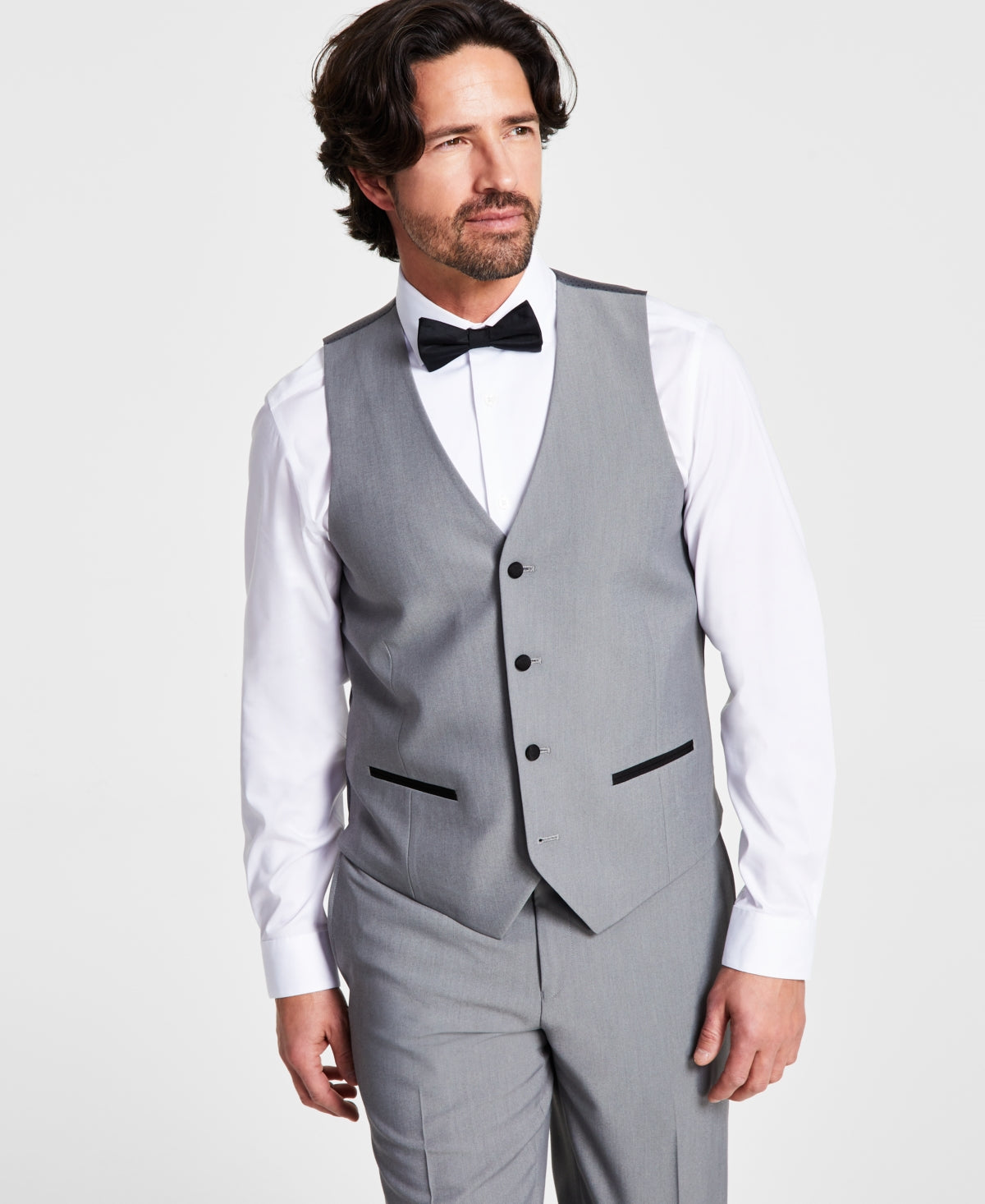 Alfani Men's Slim Fit Stretch Tuxedo Suit Vest Grey Small