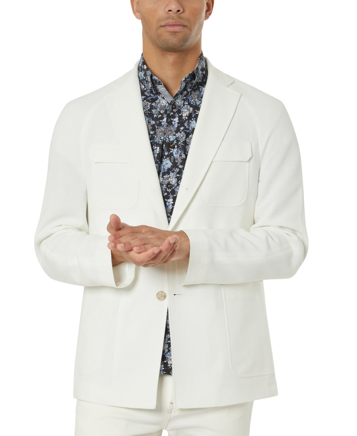 Tallia Men's Slim Fit White Textured Blazer 44R