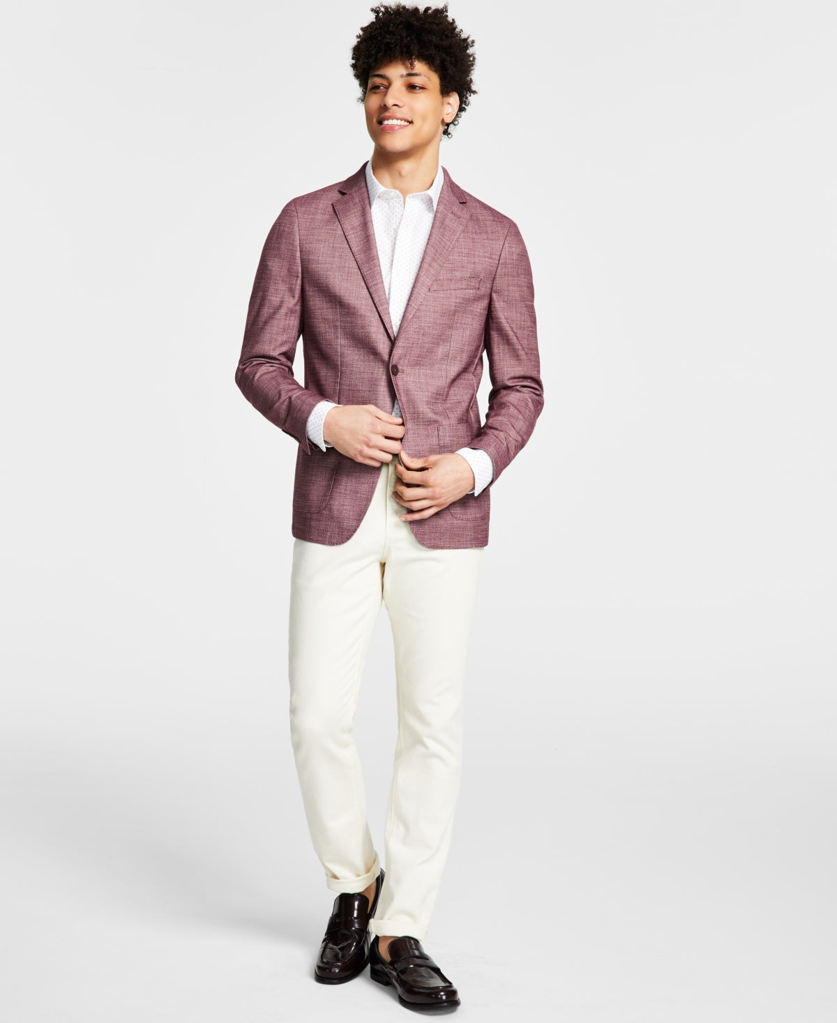 Calvin Klein Mens Slim fit Sport Coat Blazer 38 R Raspberry Purple Red Solid