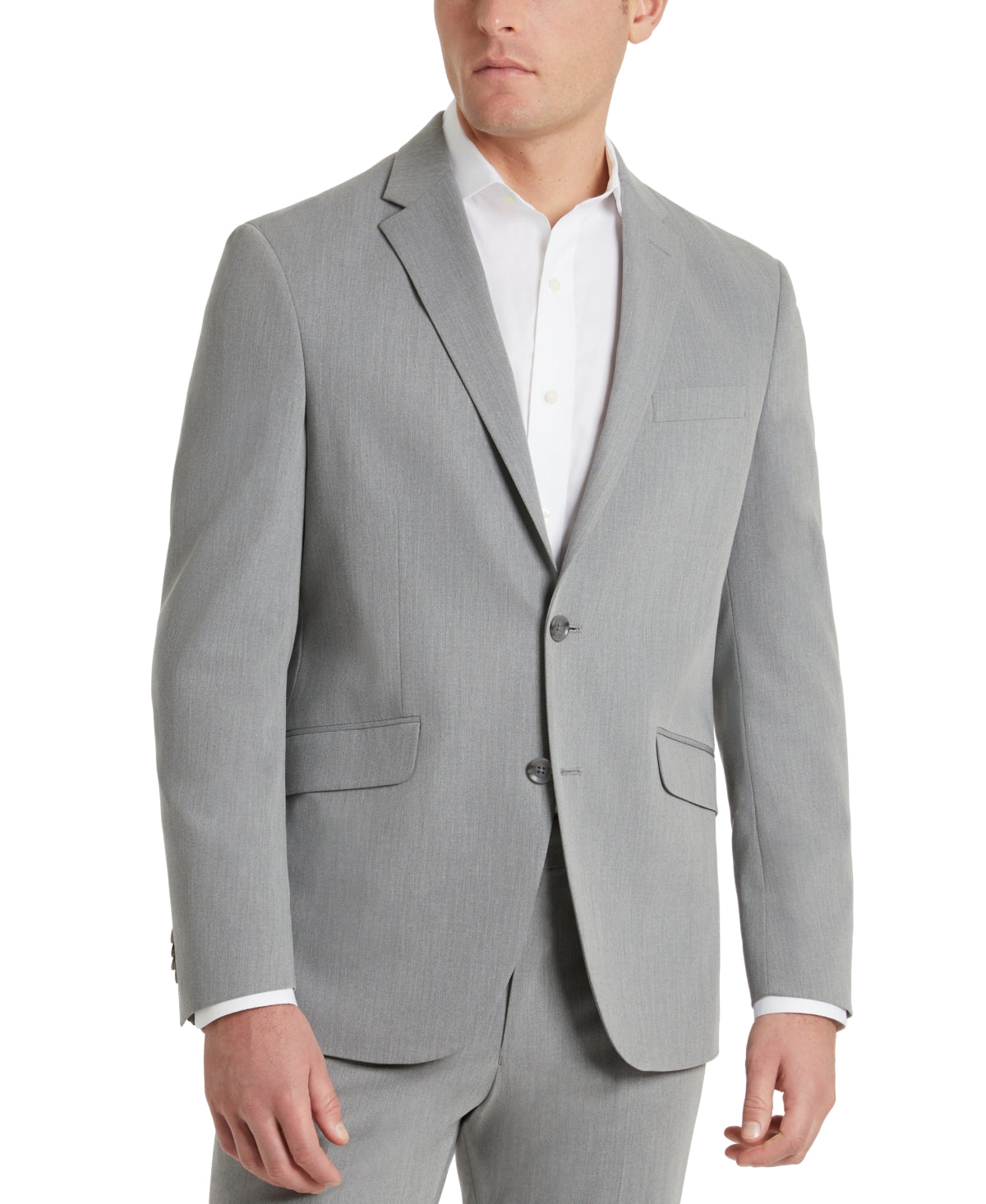 Kenneth Cole Mens Slim fit Suit Jacket Blazer 38 S Light Grey Solid Stretch