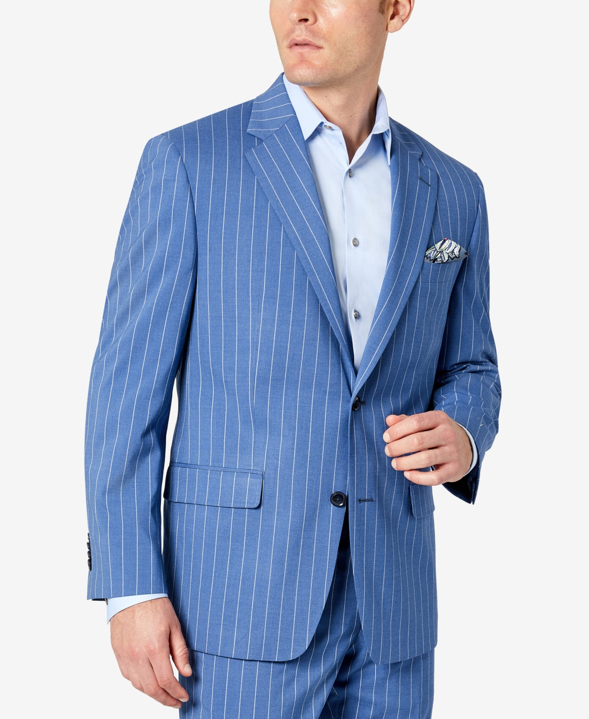 Sean John Men's Classic-Fit Suit Jacket Blue Stripe 42S