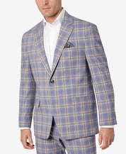 Sean John Mens Classic Fit Purple Plaid Suit Jacket 40S Sport Coat