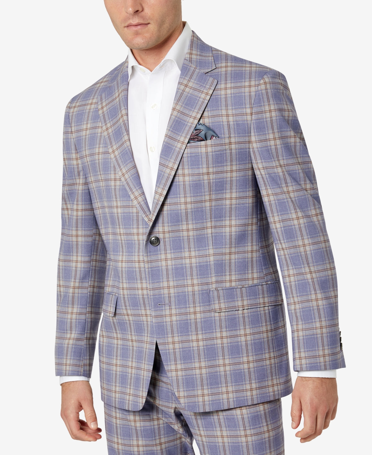 Sean John Mens Classic Fit Purple Pattern Suit Jacket 40S