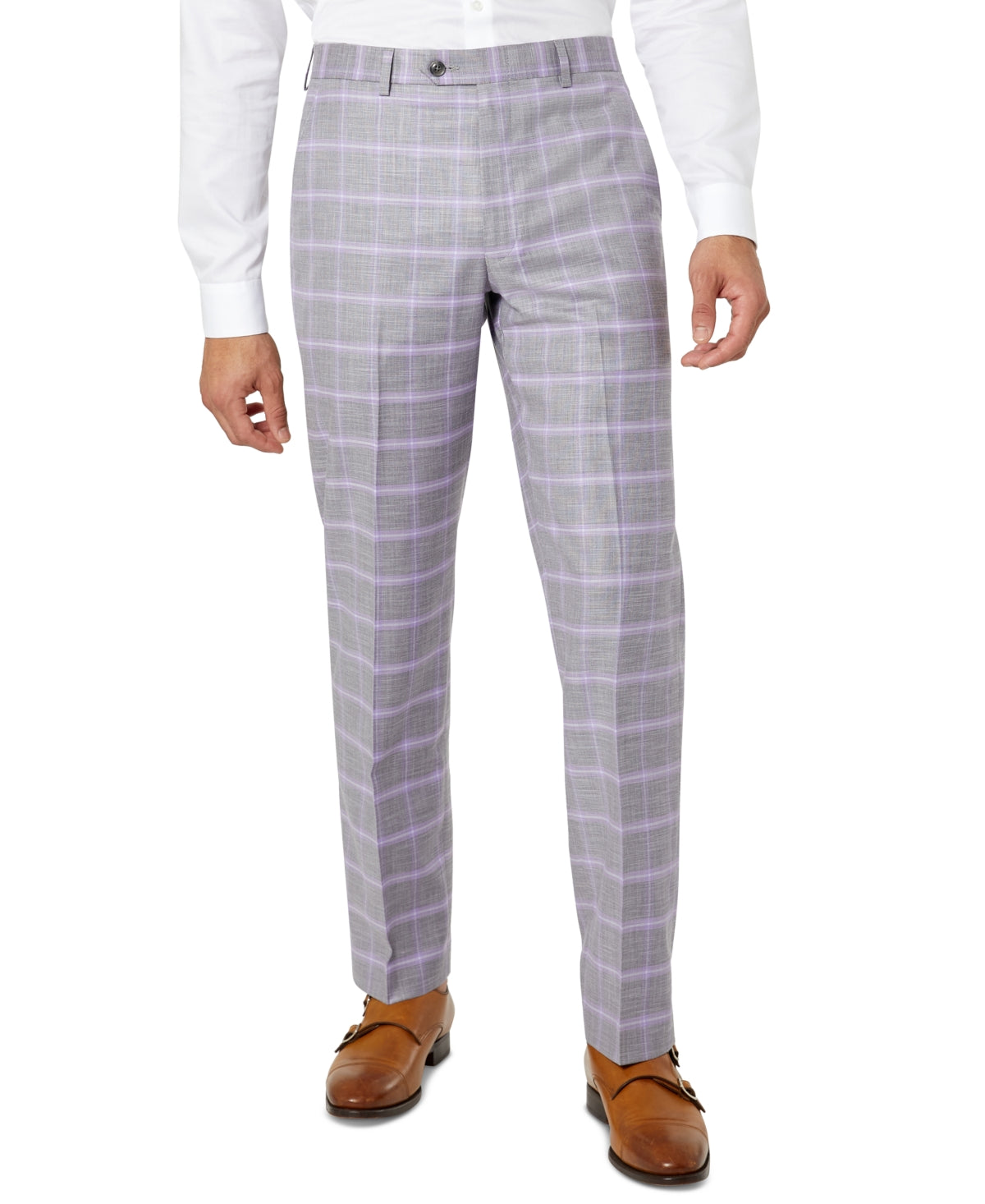 Sean John Classic-Fit Patterned Suit Pants Grey 36 x 34