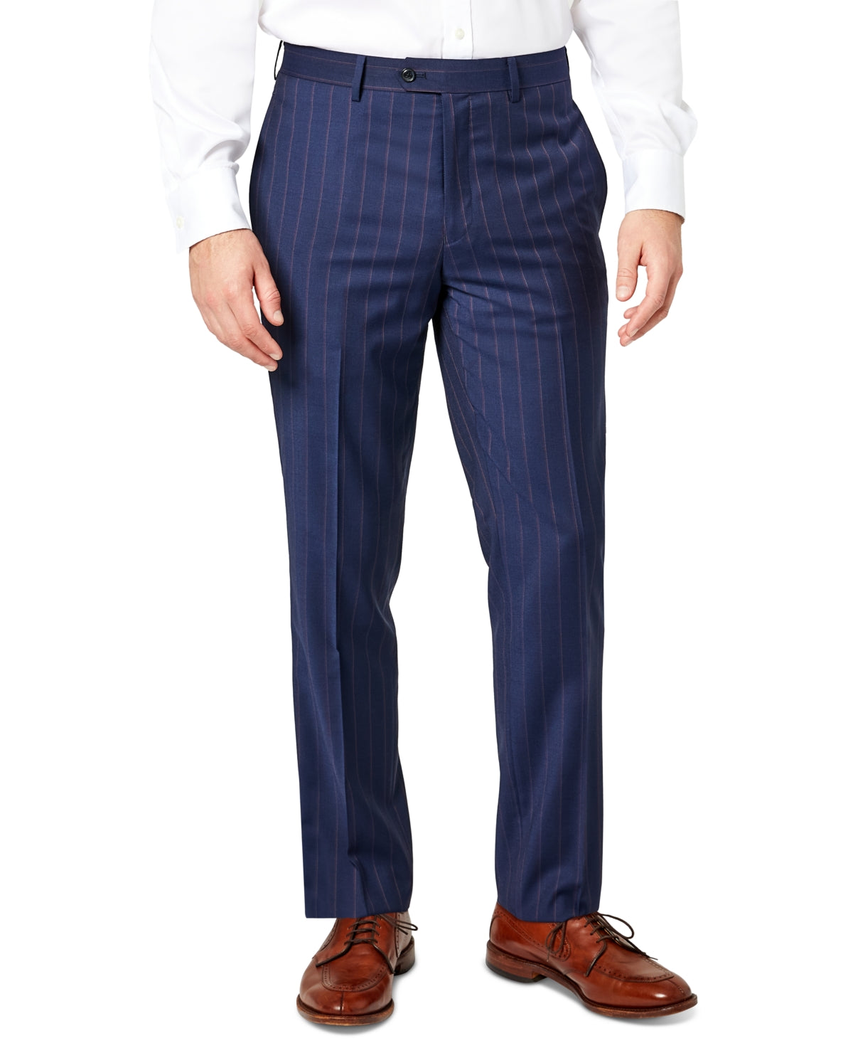 Tallia Mens Slim Fit Stripe Wool Pants Blue Berry 38 x 32