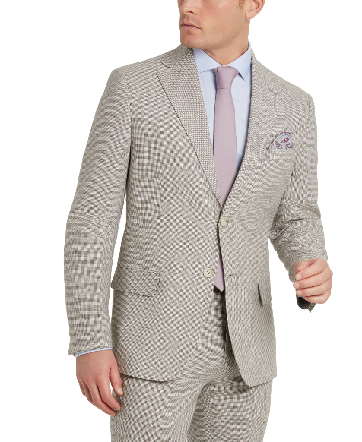 Tallia Men's Slim-Fit Houndstooth Sport Coat Tan 44R