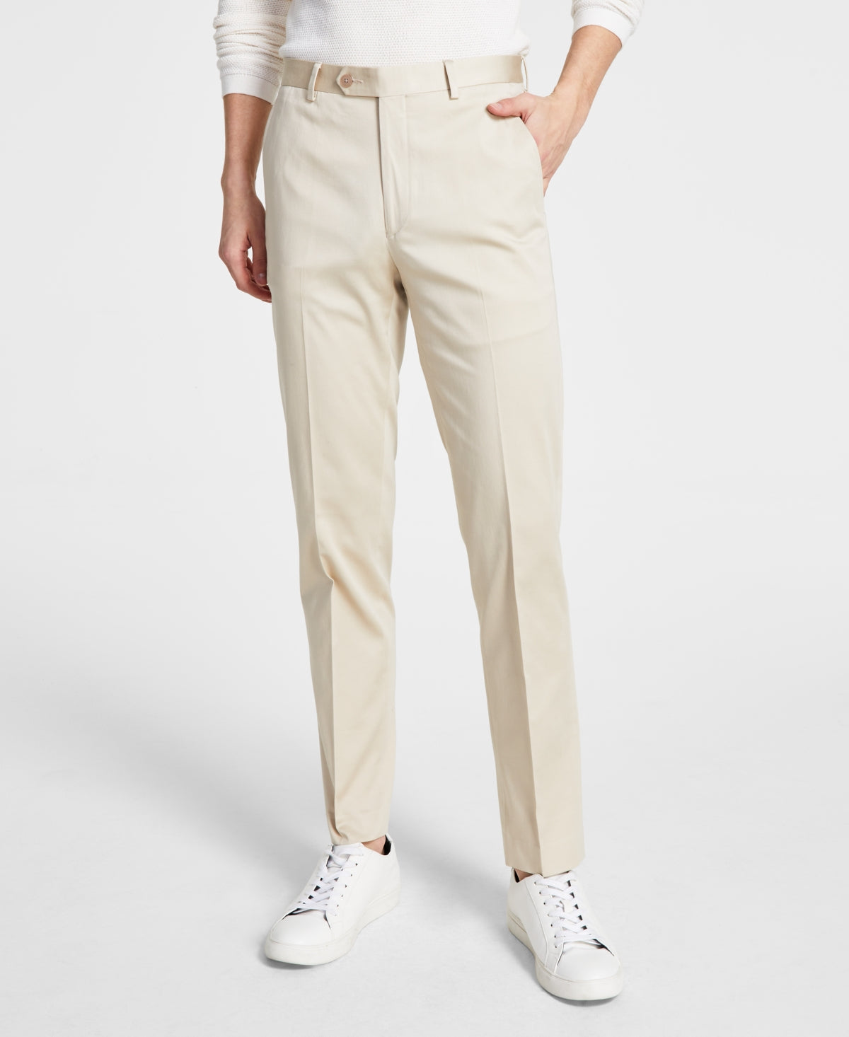 Calvin Klein Men's Slim Fit Cotton Suit Dress Pants Tan Beige 34 x 32