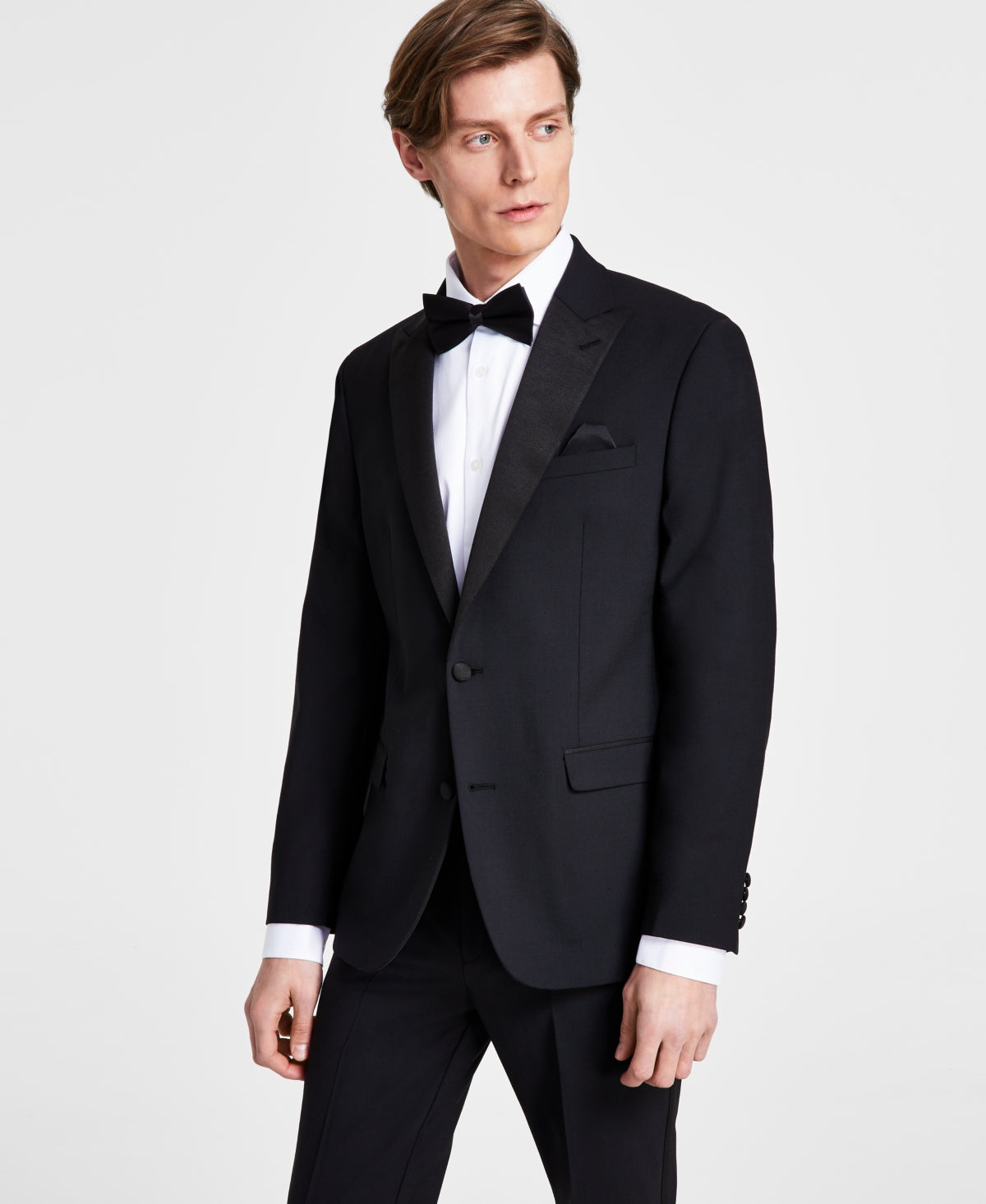 Bar III Mens Slim fit Wool Tuxedo Jacket Blazer 40 S Black Solid Stretch