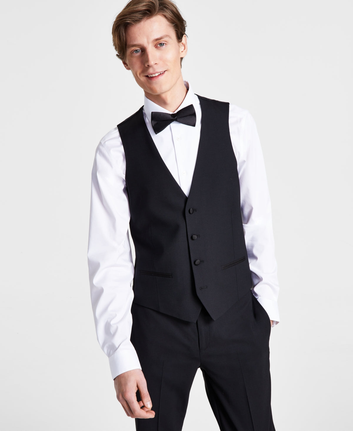 Bar Iii Men's Slim-Fit Faille-Trim Tuxedo Vest Medium Black