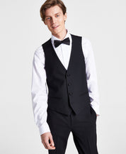 Bar Iii Mens Slim fit Button-Up Suit Vest Medium Black Solid
