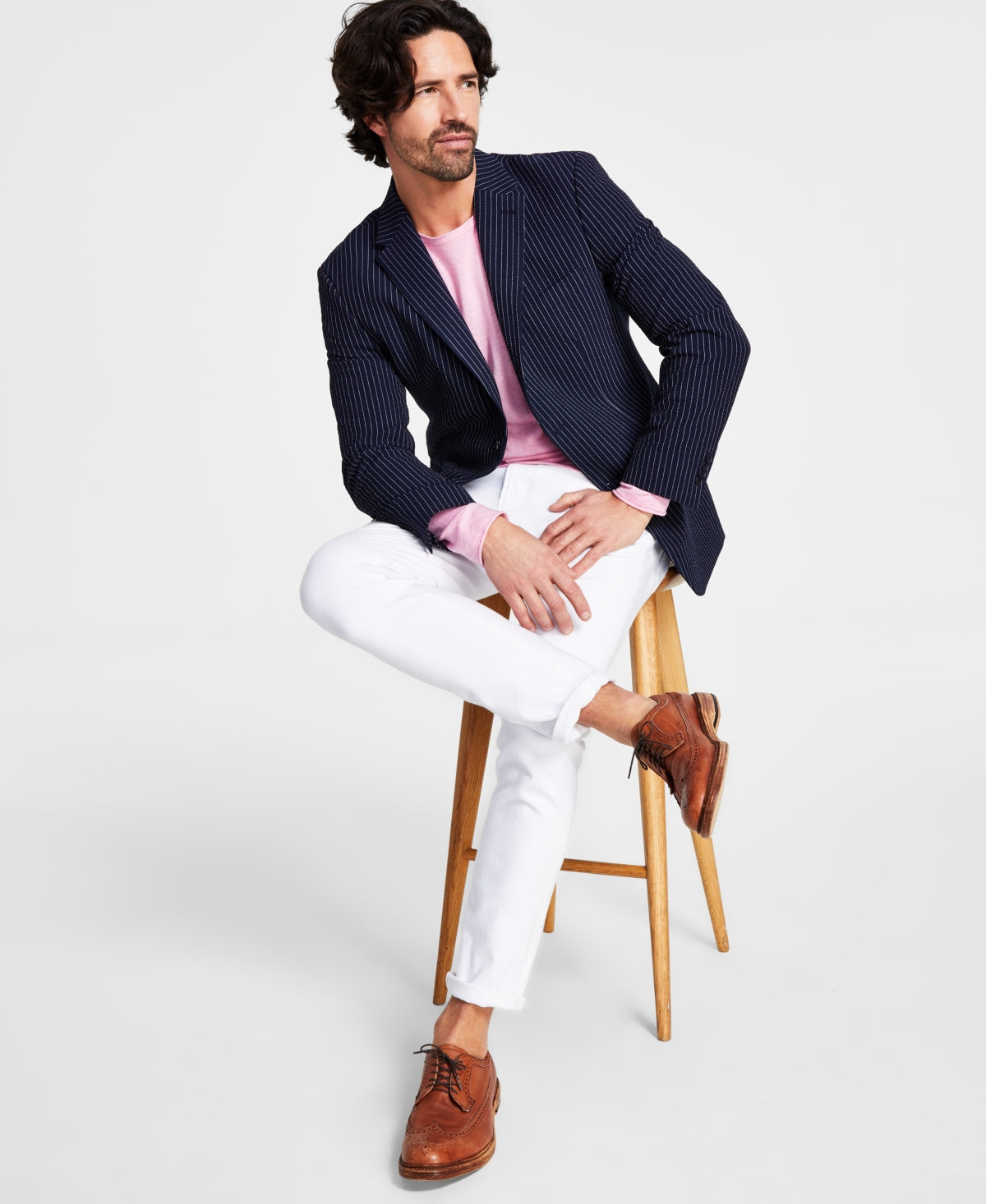 Tommy Hilfiger Modern Fit Seersucker Suit Jacket Blue White 36S