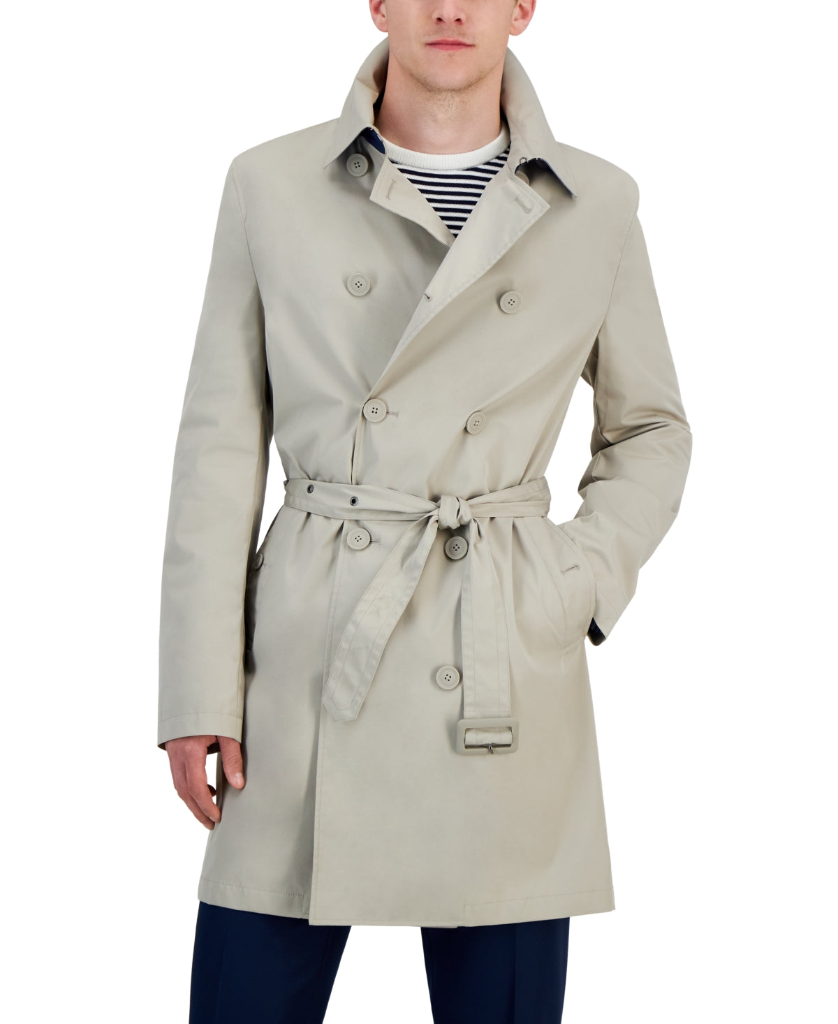 Tommy Hilfiger Mens Modern fit Raincoat Coat 44 R Grey Solid
