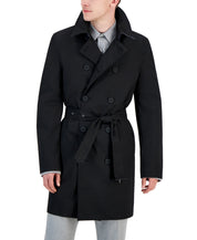 Tommy Hilfiger Mens Modern fit Double Breasted Raincoat Coat 44 R Black Solid