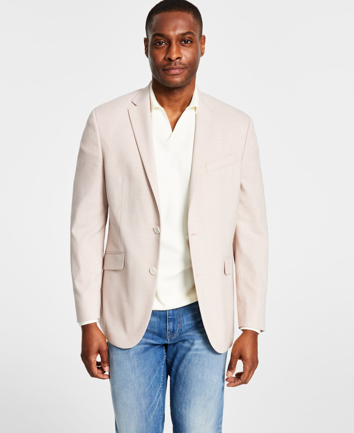 Kenneth Cole Reaction Men's Slim Fit Solid Sport Coat Light Pink 42R