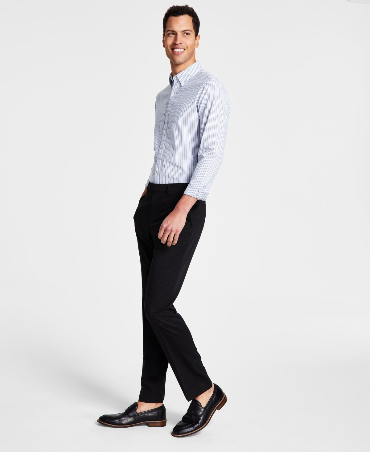 DKNY Mens Regular fit Dress Pants 30 / 30 Black Solid