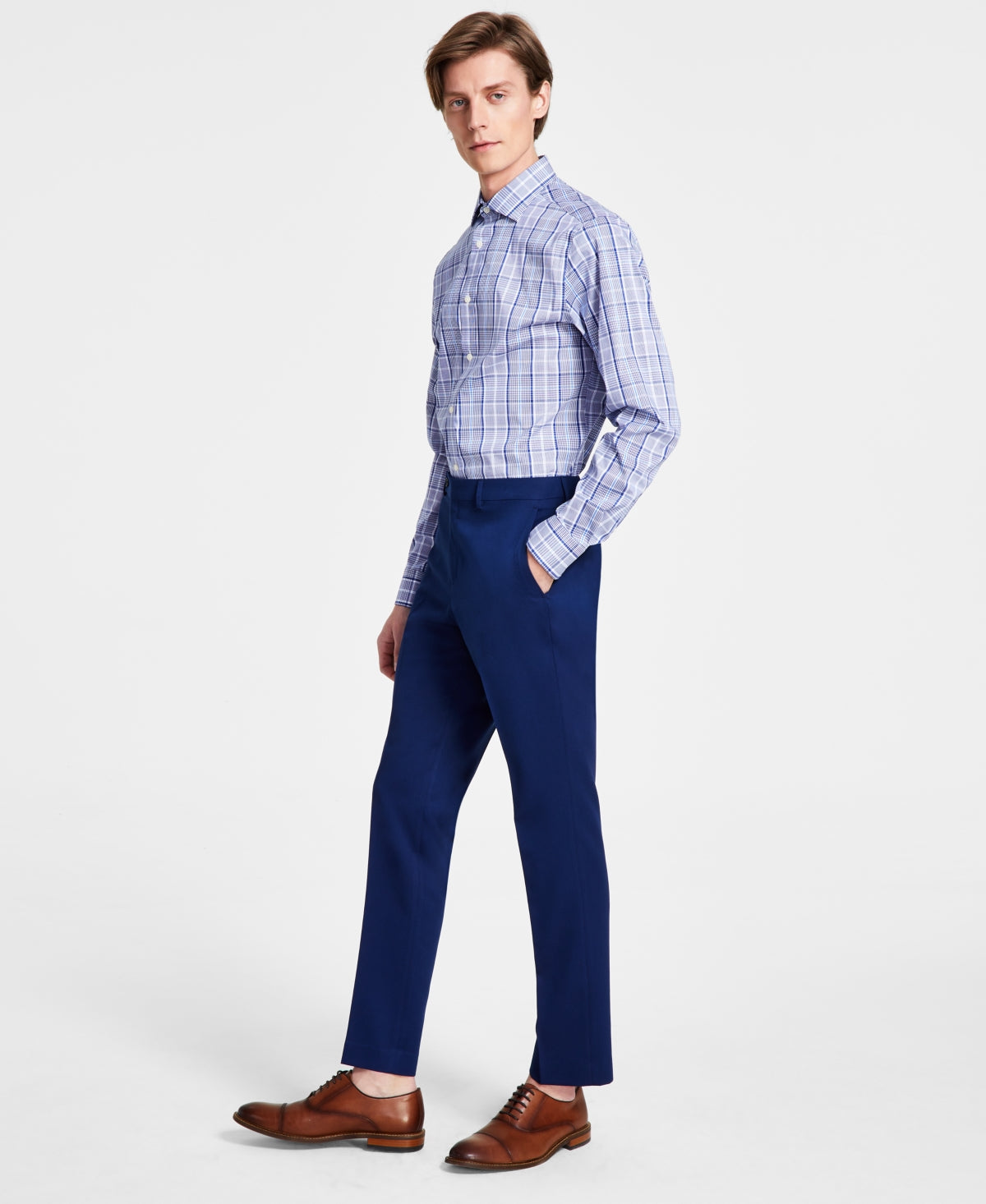 Dkny Mens Modern fit Dress Pants 36 / 34 Blue Solid