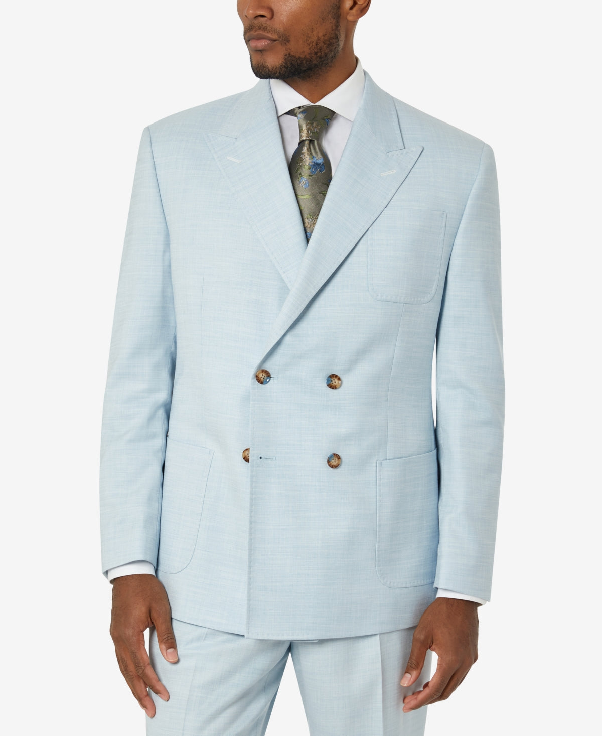 Tayion Collection Men's Suit Jacket Light Blue 50L Classic-Fit