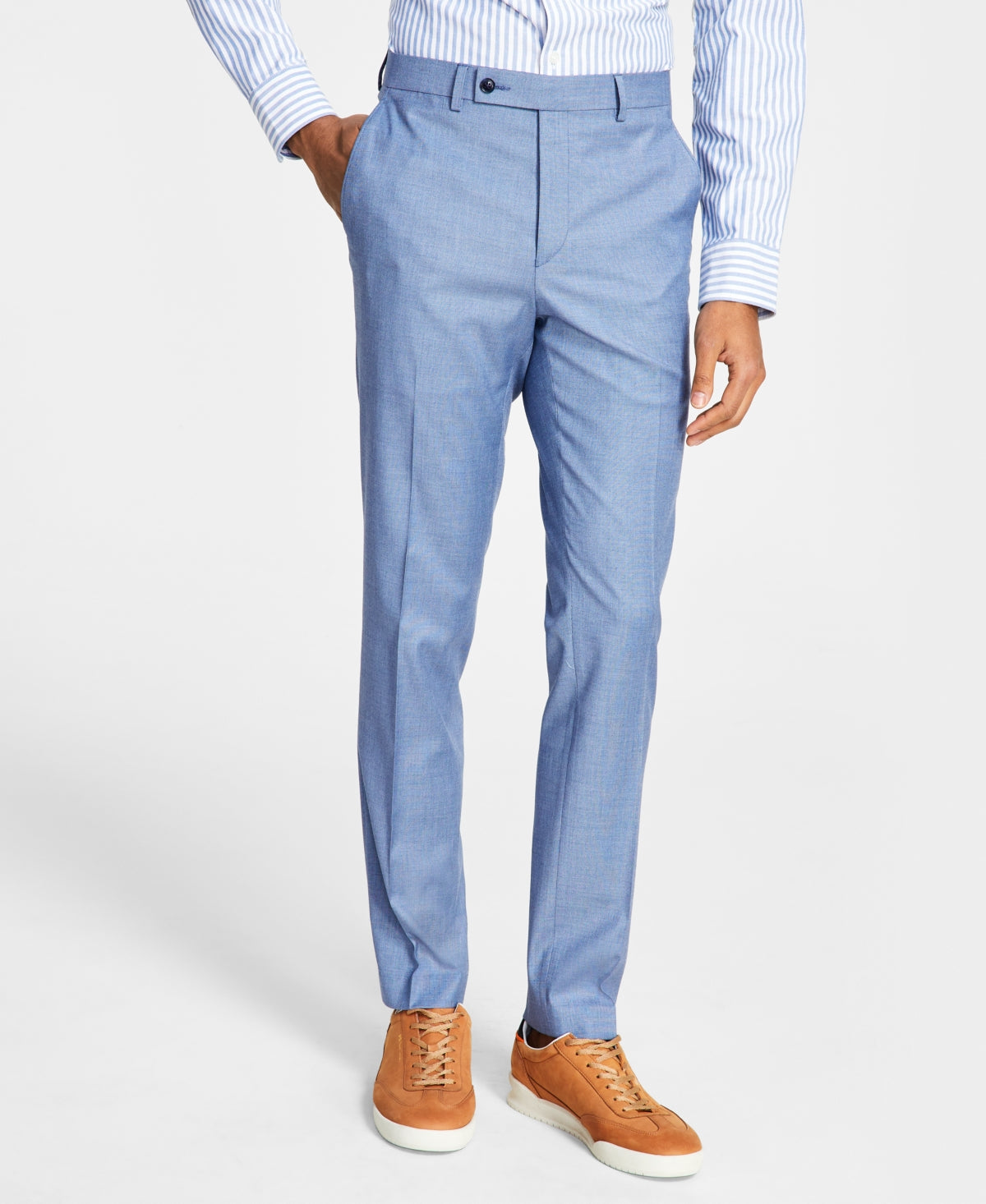 Ben Sherman Mens Skinny Fit Stretch Suit Dress Pants Blue Sharkskin 32 x 30