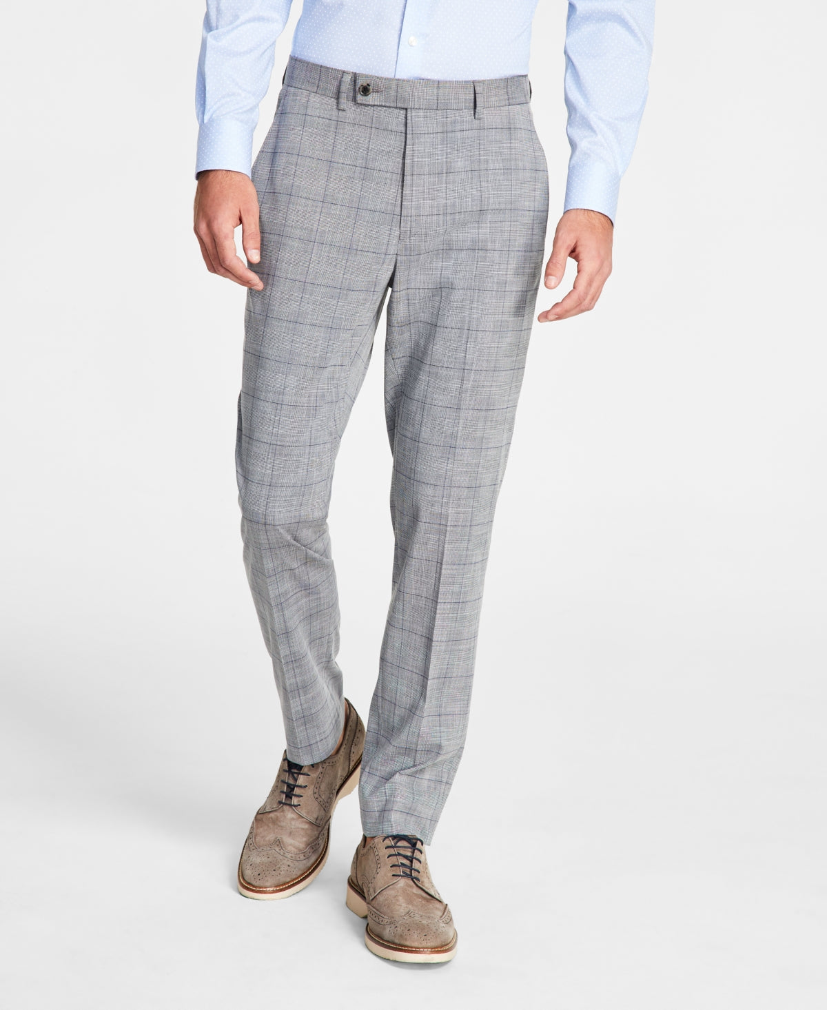Ben Sherman Men Skinny fit Dress Pants 33 / 30 Grey Plaid Stretch
