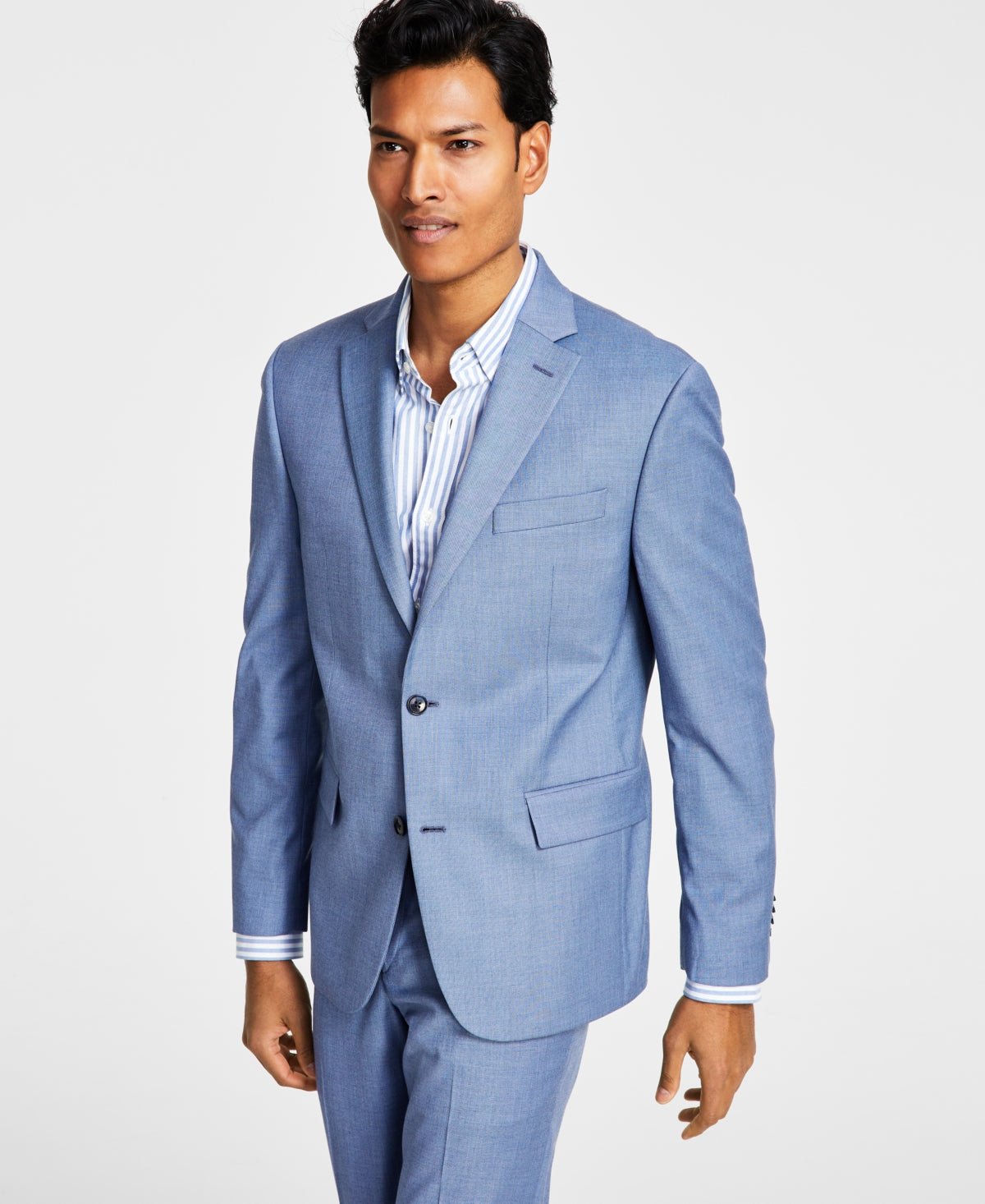 Ben Sherman Mens Skinny Fit Sport Coat Blazer Blue Sharkskin 44R