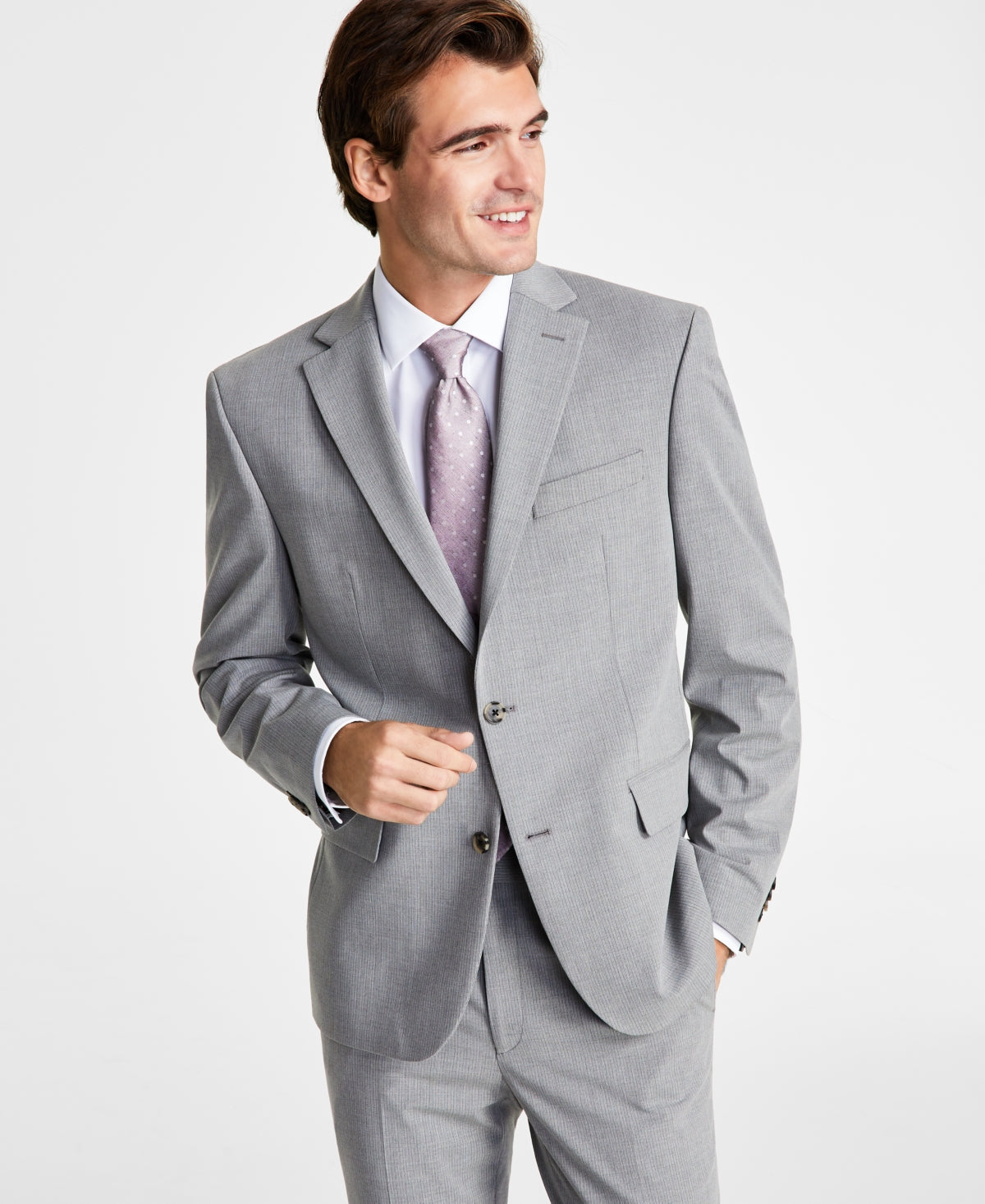 Ben Sherman Mens Skinny fit Suit Jacket Blazer 42 R Grey White Striped Stretch